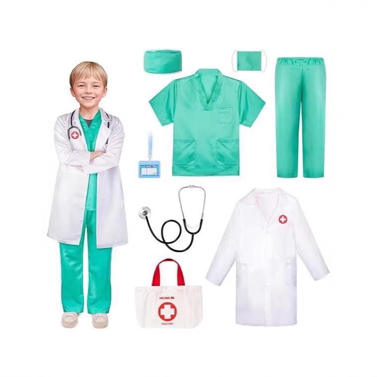 Children Doctor Role Play Set White Coat Nurse Costume Dress Up Pretend Play Toy