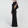Women's Fall Long Sleeves Boat Neck Bodycon Maxi Dress Open Back Formal Dress Elegant Backless Evening Gown Party Long Dresses for Women