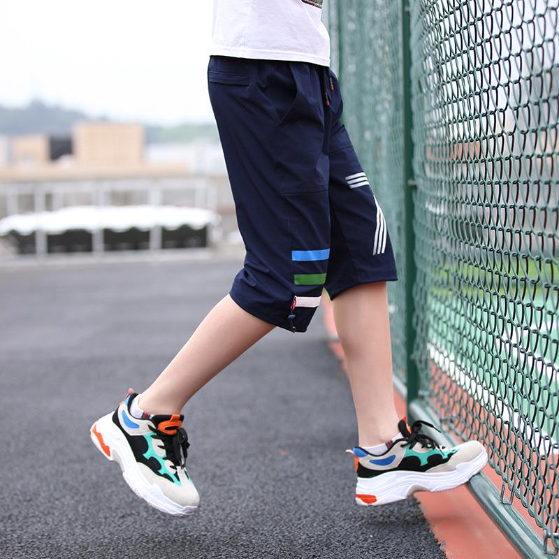 

Boys Korean Style Mid-Length Summer Casual Sports Shorts - Trendy, Lightweight, and Loose-Fit for Children 160 cm темно-синий