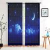 2 Pieces, Galaxy Moon Star Curtains - Rod Pocket Semi Transparent Curtains - Living Room, Bedroom, Kitchen, Home Decoration