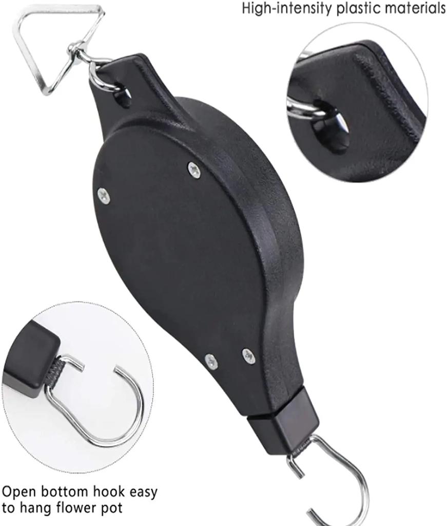 1PCS Retractable Plant Pulley Adjustable Heavy Duty Hanging Flower Basket Hanger Hooks for Garden Baskets Pots and Birds Feeder
