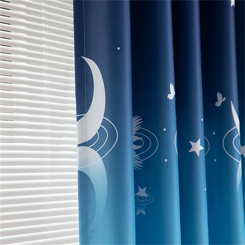 Full Blackout Print Curtains Living Room Bedroom Bay Window Curtains