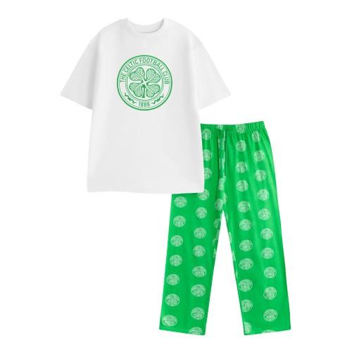 Celtic FC Men's Crest Short-Sleeved Long Pyjama Set