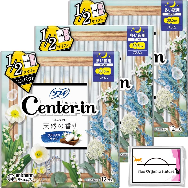 

[Bulk purchase] Sophie center in compact 1/2 natural scent For many nights relax savon 30.5cm with wings 305 12 pieces x 3 pieces set (Total 36