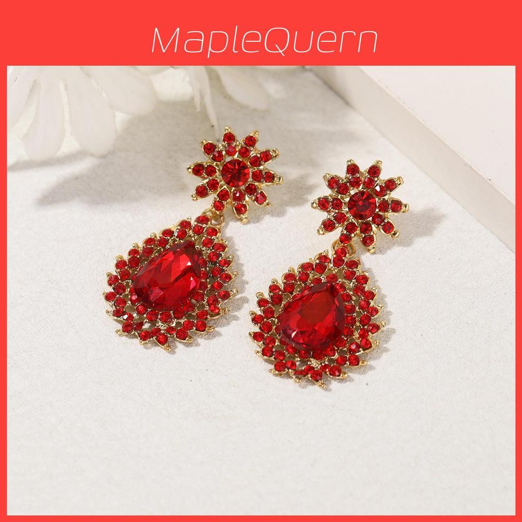Elegant Flower Crystal Drop Earrings For Formal Dinner Women Jewelry