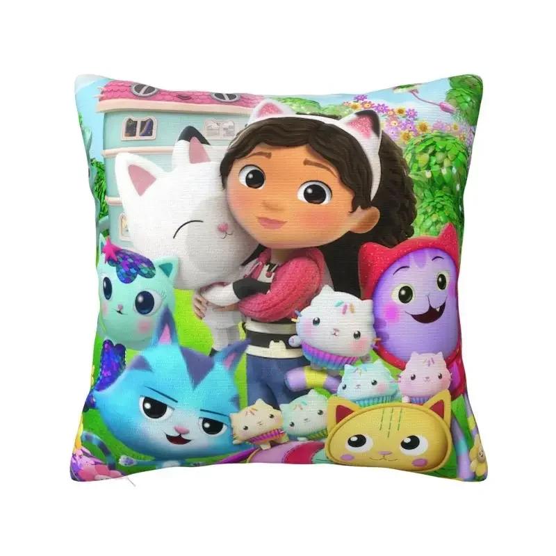 Gabby Cat Pandy Paws Pillowcase 45X45Cm/16X16Inch - Nordic Style Gabby Theme Square Cushion Cover For Home Decoration