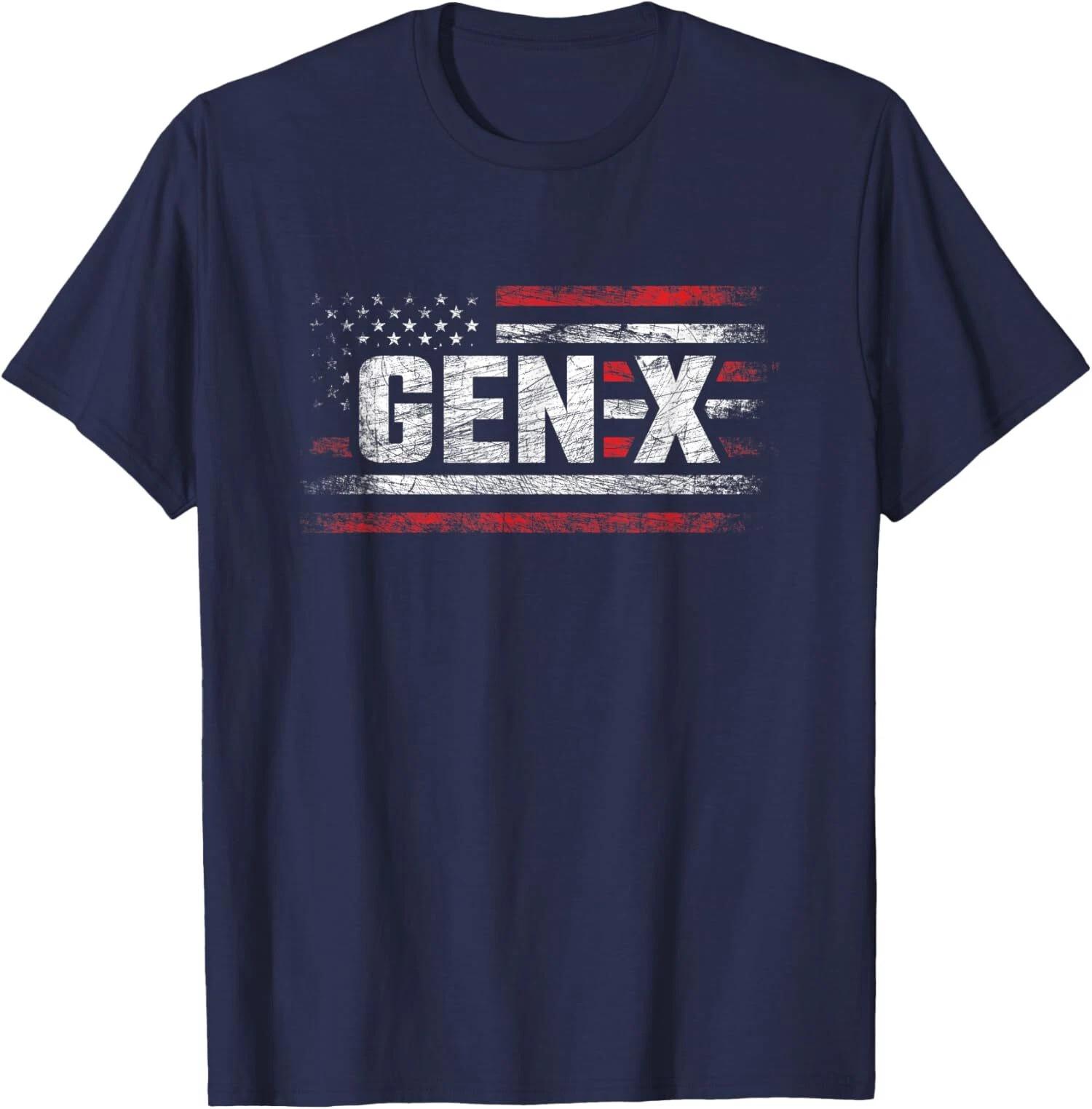 Gen X American Flag Vintage Theme Proud to Be Gen X Unisex T-Shirt Unisex T-Shirt M