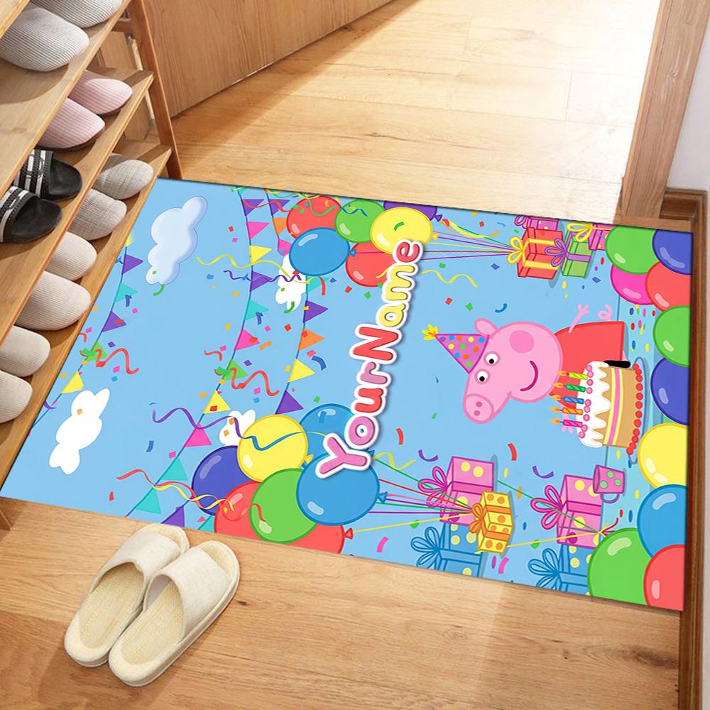 Peppa Pig Customize Your Name Carpet Design for Playrooms Kitchen Living Rooms Balcony Antislip Carpet Office home decor Wedding Party Gift