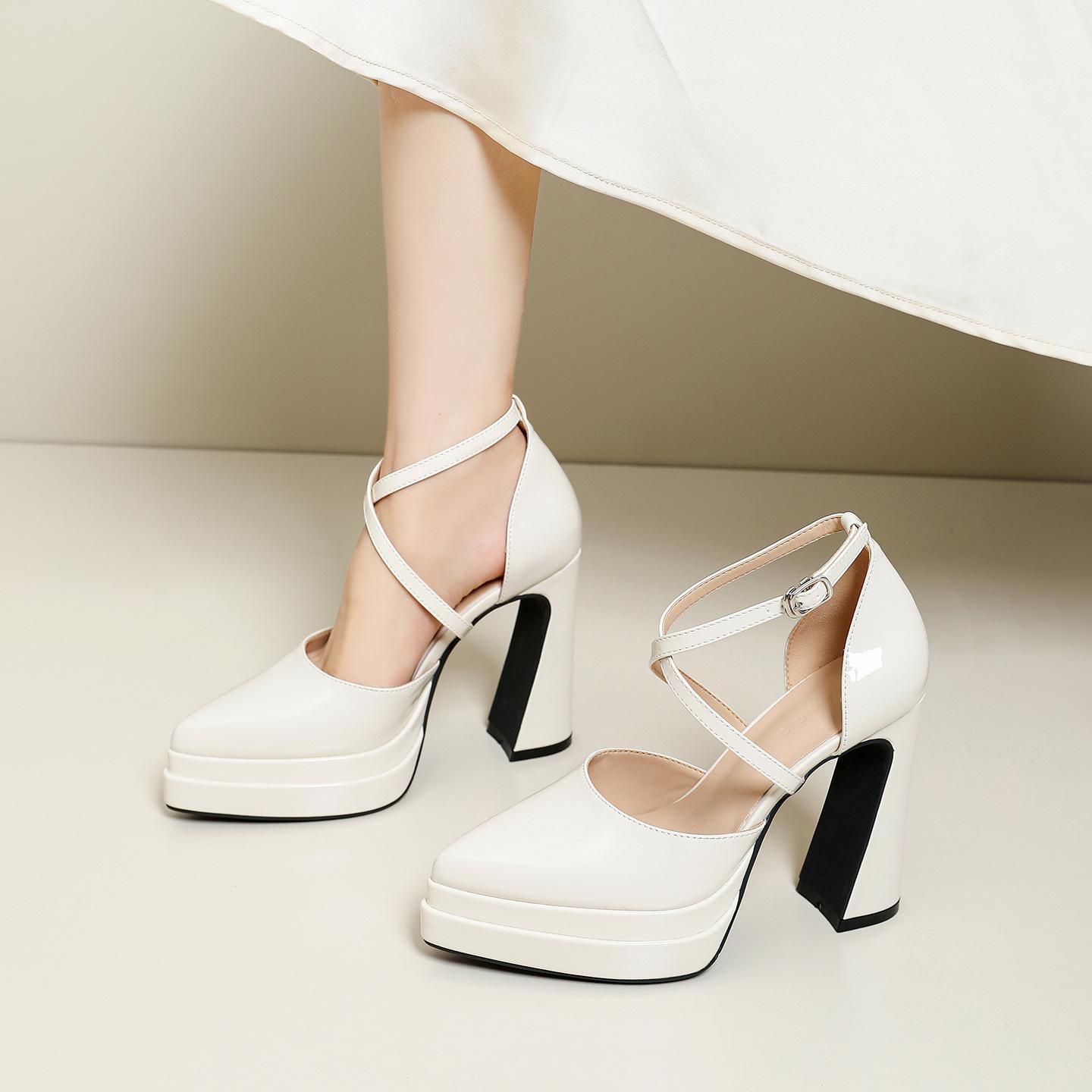 Women s French Style Platform High Heels - Nude One-Strap Stiletto Sandals Sexy for Models Runway Waterproof Elegant Party Shoes XW-6905-3 39 белый 3930₽