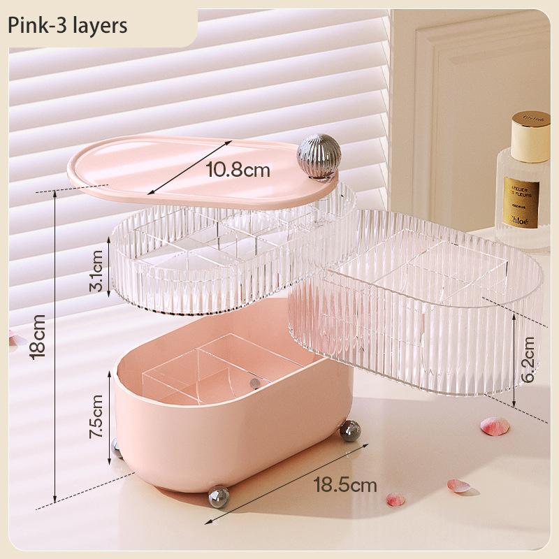 Little Bear Desktop Jewelry Storage Box Rotate Dividing Grids Cosmetic Dustproof Lipstick Light Luxury Organizer For Home