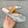 Mode Neue Design Split Toe Flache Pantoletten Schuhe Frauen Herbst Mode Silber Gummiband Casual Licht Gemütliche Halbschuhe Elegante Mary Jane schuh