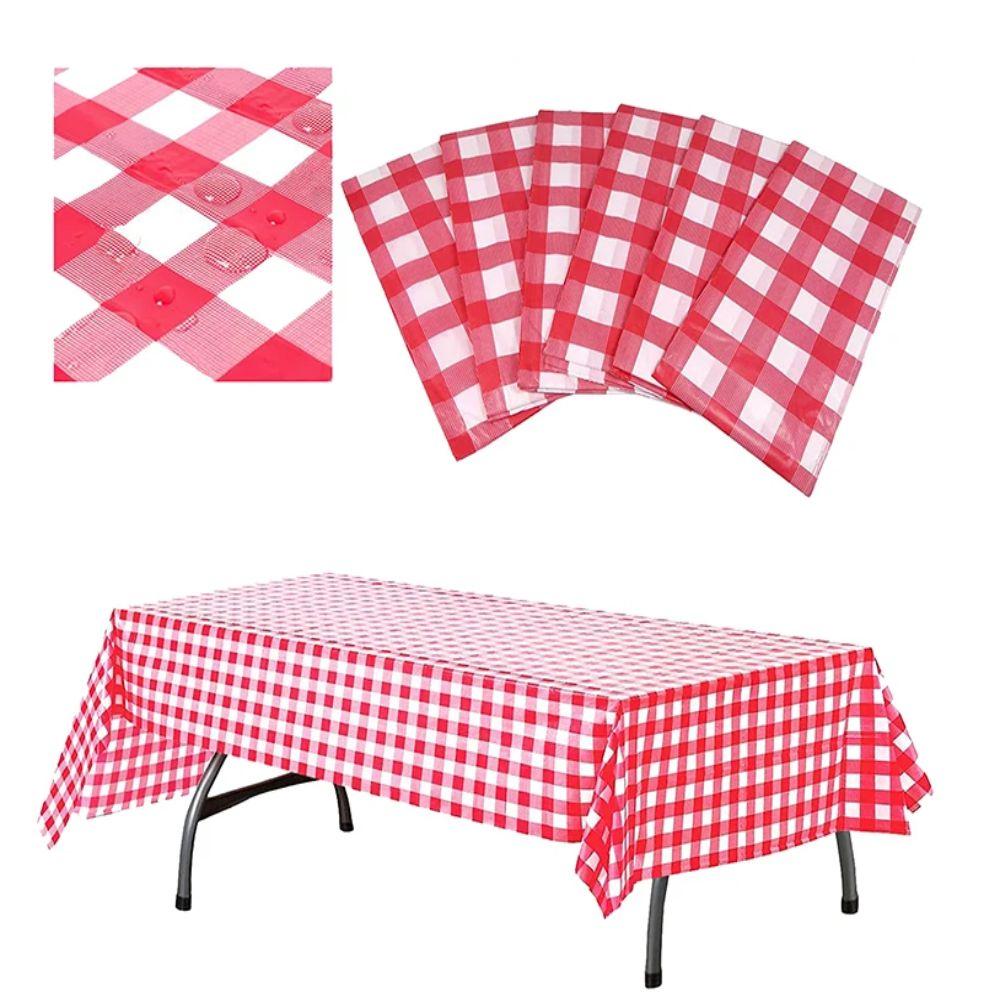 2pcs Waterproof Plaid/Stripes Disposable Tablecloth Oil Proof Desktop Decoration  Birthday