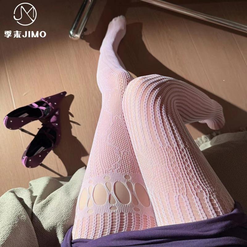 Sexy Underwear End-of-season Thin Empty Retro AB Legs Vertical Pattern Splicing Mesh Socks Millennial Sweet Cool Babes Yk Fishnet Socks