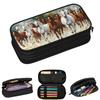 Estuches de Caballos Galopando y Caballo Corriendo para Estudiantes Caja de Bolígrafos Escolar Bolsa para Lápices Bolsa de Lápices de Gran Capacidad