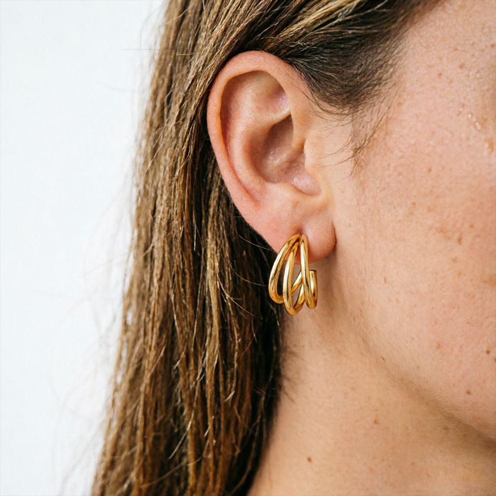 18k Titanium Steel INS Style Earrings - Cool Temperament, Niche Design, Fade-Resistant, Cross-Border Jewelry
