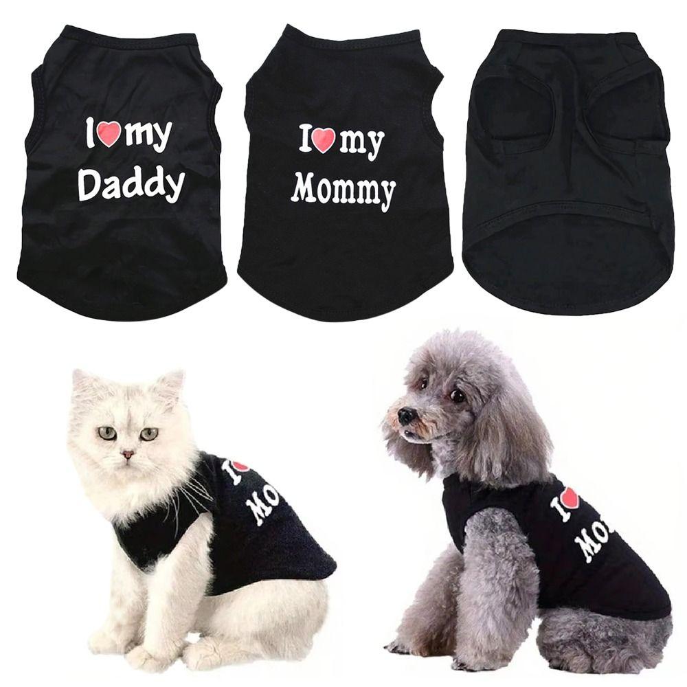 Cute Summer Dog Vest I Love My Mommy/Daddy Sleeveless Puppy T-Shirt Casual Breathable Small Dogs Pullovers for Small Medium Dog