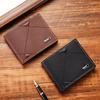 Men Wallet Faux Leather Geometric Pattern Thin Large Capacity Foldable Portable Multi Pockets Wear-resistant Solid Color Card Holder Changes