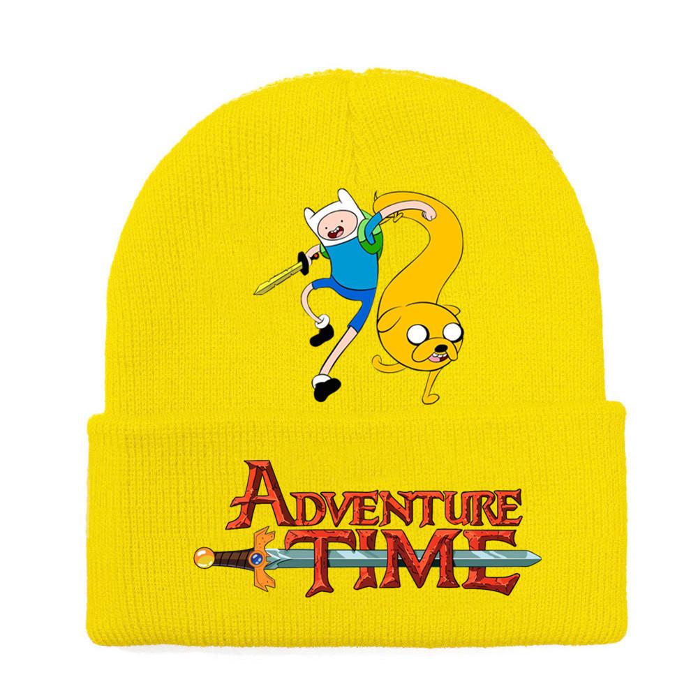 Adventure Time Cartoon Print Acrylic Knit Hat Winter Warm Unisex Beanie For Adults Teens