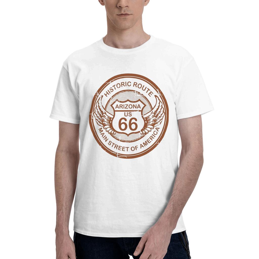 Awesome Motorcycle Route 66 Tshirts Unisex Unisexs Crew Neck Pure Cotton T Shirts Motorcycle Cruise America Tees Plus Size Clothes