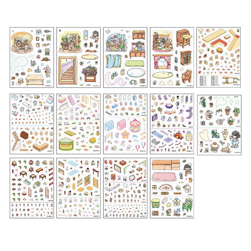 Cute Capybara 3D Landscape Stickers Collection Book Album Cartoon Miniature Scene Diy Toy Game Birthday Gifts
