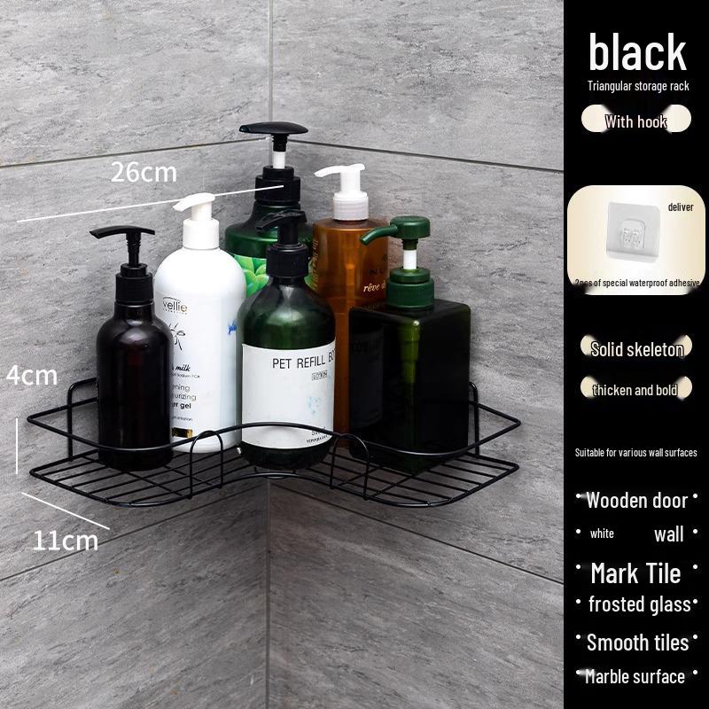 No-Drill Corner Bathroom Storage Shelf - Wall-Mounted Vanity Organizer Rack