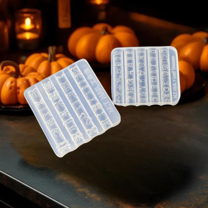 Bowknot Nail Mold in 3D Silicone; Transparent Templates for Flower Heart Lace Nail Art Designs