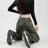 Trend camouflage tooling washed pants women's 2025 summer street hip hop loose wide-leg casual jeans