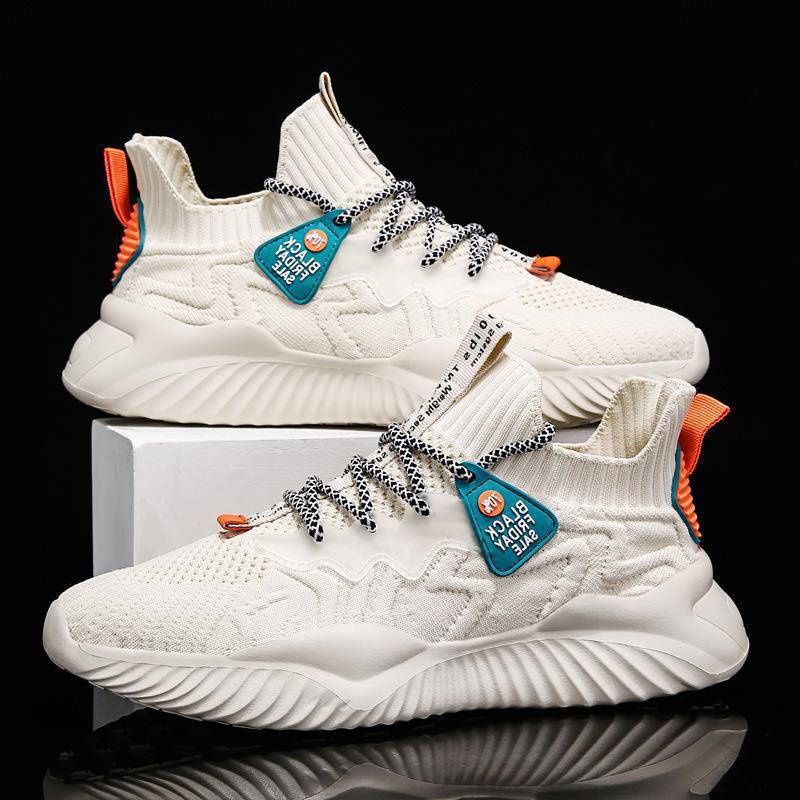 

New men s fly-woven breathable sports shoes trendy versatile casual shoes retro dad shoes young men s shoes 44 бежевий