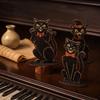 3 Pcs Vintage Sitting Cat Statue Wooden Cat Decorative Plaques Desktop Ornaments  Halloween Party