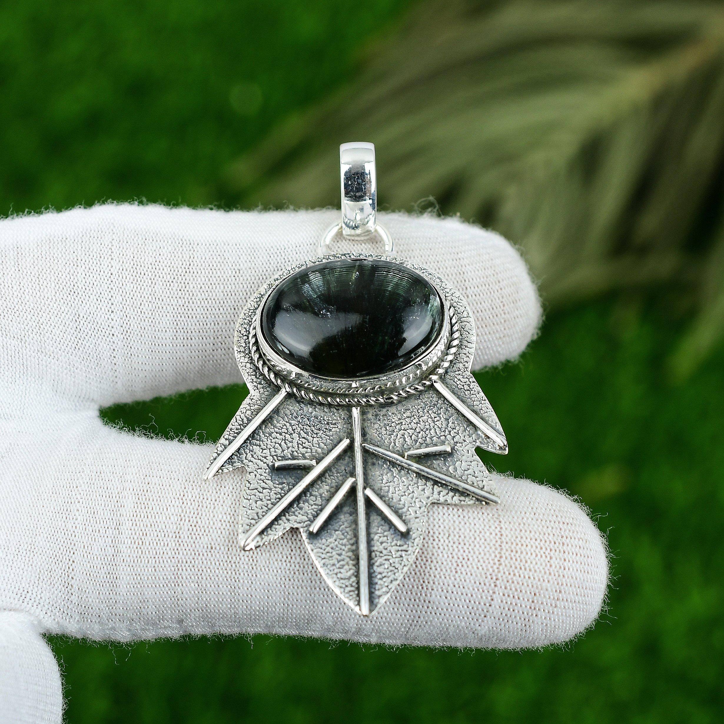 Gift For Women Jewelry Pendant 925 Sterling Silver Natural Seraphinite Gemstone