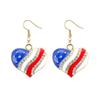 Independence Day Flag Hat, Slippers, Love Earrings, Red, White And Blue Striped Flag Earrings