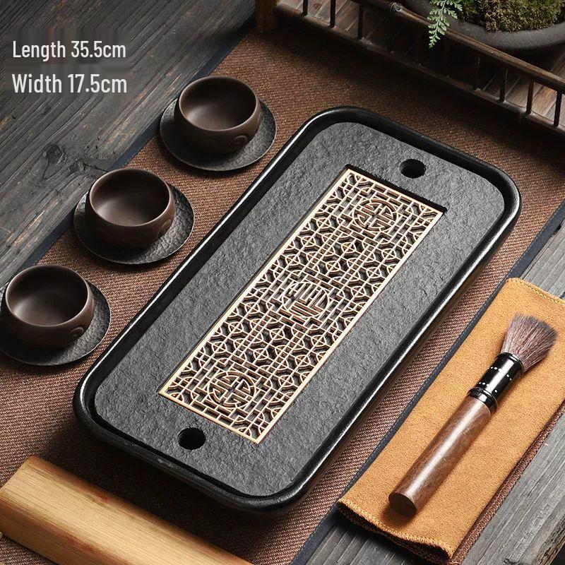 

Black Gold Stone Drainage Tea Tray