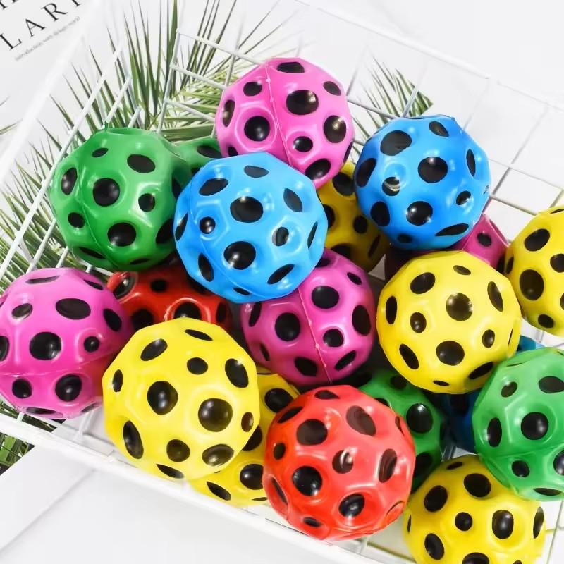 1PCS Moon shaped porous elastic ball for children indoor and outdoor decompression super elastic ball fun children's gift reward