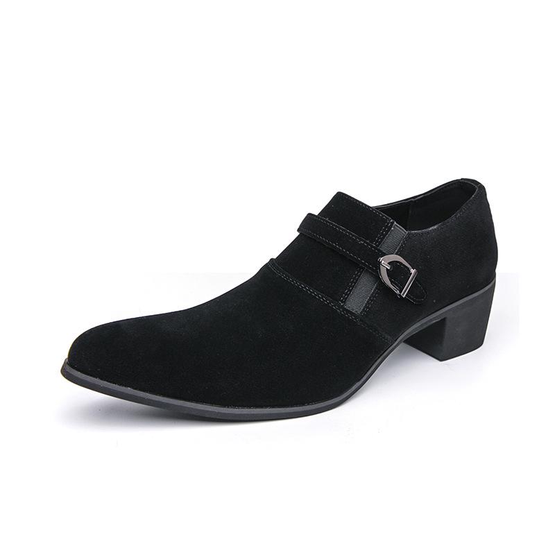 Men s Cross-Border Large Slip-On Leather Loafers - Formal & Casual High Heel Design 43