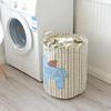 Nordic Cartoon Horse Cotton Linen Laundry Basket - Large Folding, Waterproof Storage for Clothes and Toys