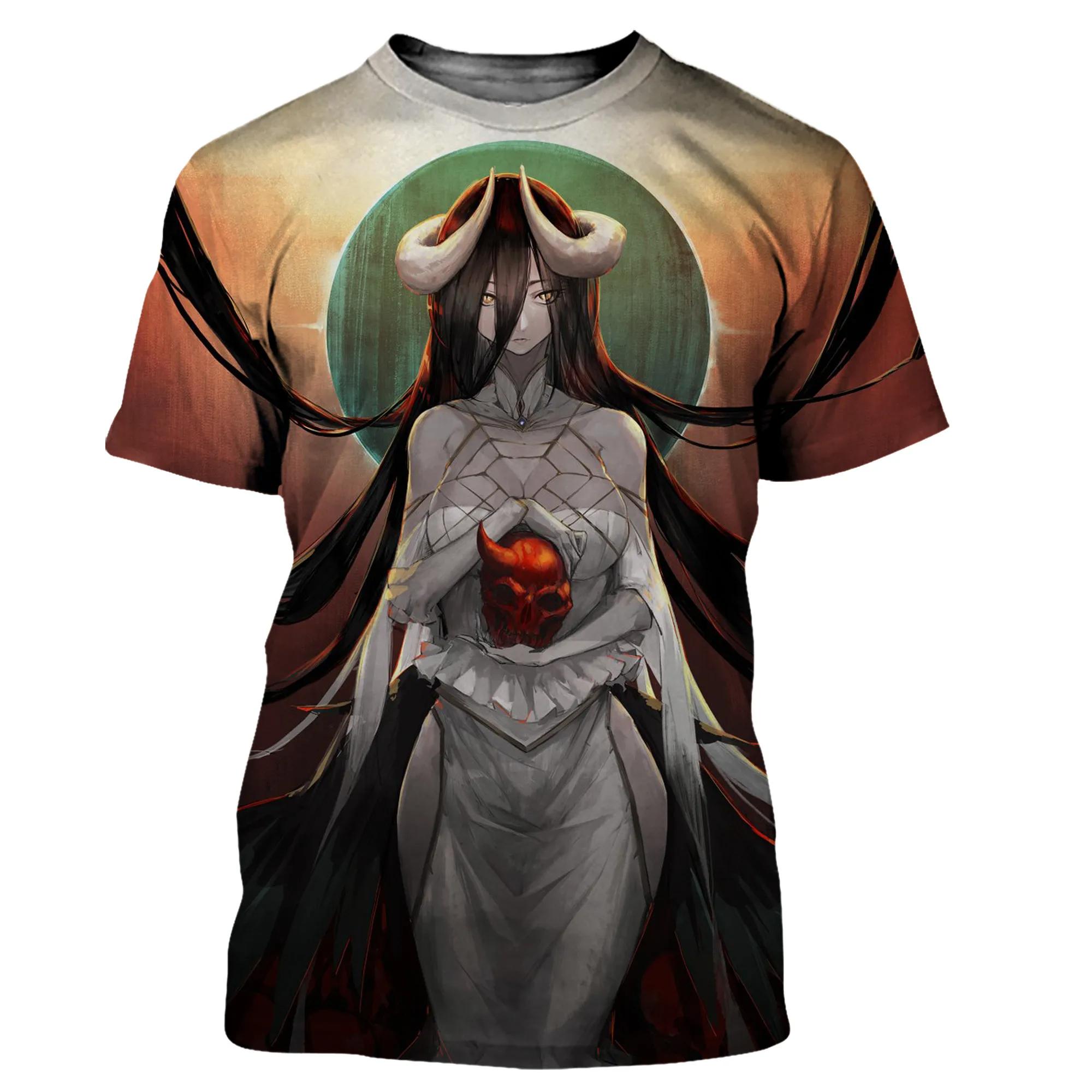 

Новые летние футболки с рисунком аниме Overlord с 3D-принтом для мужчин и женщин, футболки с коротким рукавом, свободные футболки Harajuku, топы, детская одежда 6XL