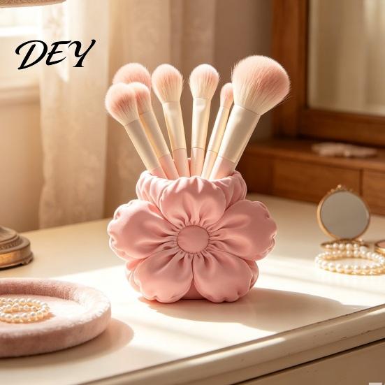 Soft Touch Desktop Storage Satin Flower Pen Holder, Petal Design Desk Organizer, Durable Elegant Organizer PLA Container, for Home Office School