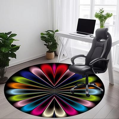 1pc Colorful Wheel Carpet, Round Non Slip Durable Large Size Office Carpet, Suitable for Office