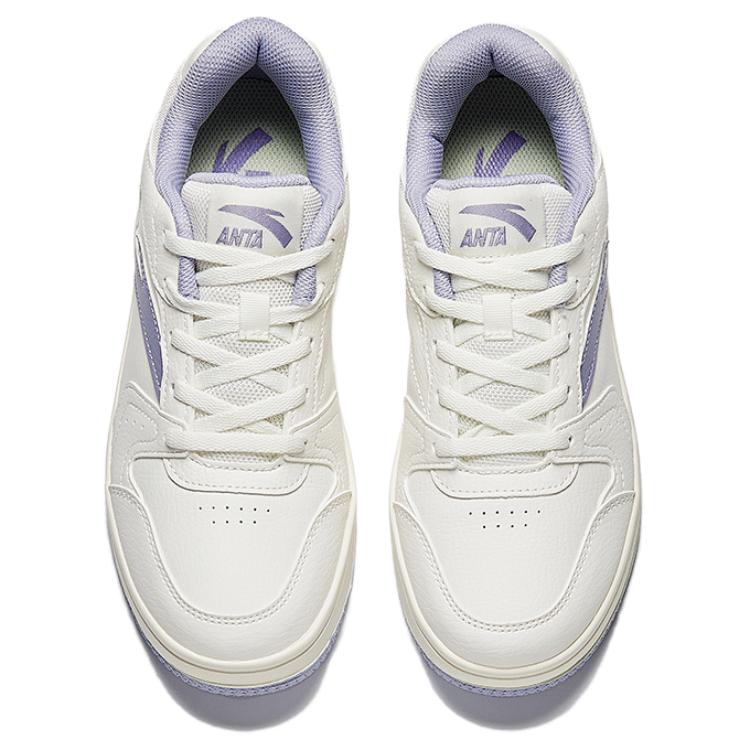 Anta Original Year Minimalist Versatile Non-Slip Increased Height Low-Top Sneakers Women sneakers White Purple 122538034R-3