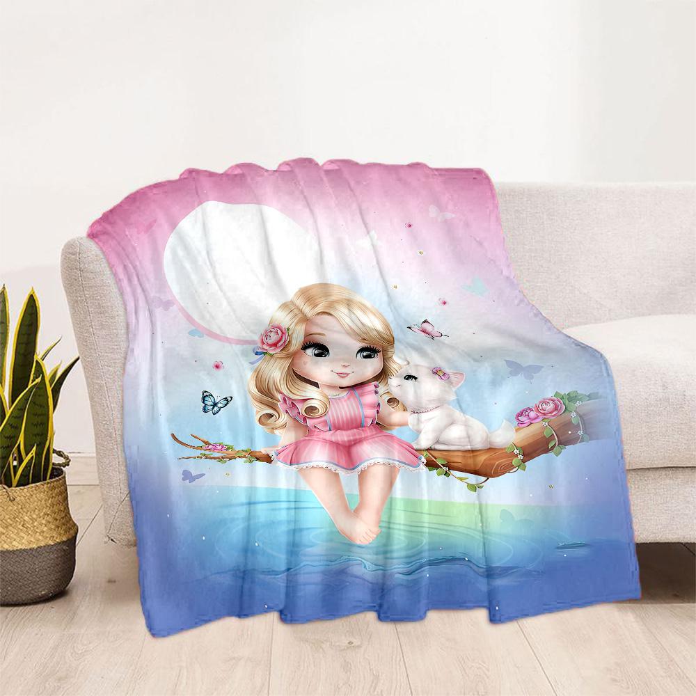 Pink Bunny In Flowers Blankets are suitable for living rooms,making them an ideal choice for outdoor travel and gifts.