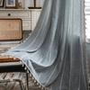 Curtain Half Blackout Cotton Linen Stripe Embroidery Orange Tassel American Curtain for Bedroom Bay Window Curtain Finished