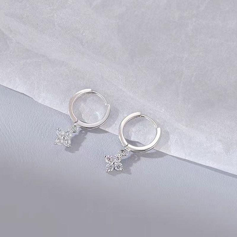 Four Leaf Clover Flower Earrings, Sweet Female Ear Clasps