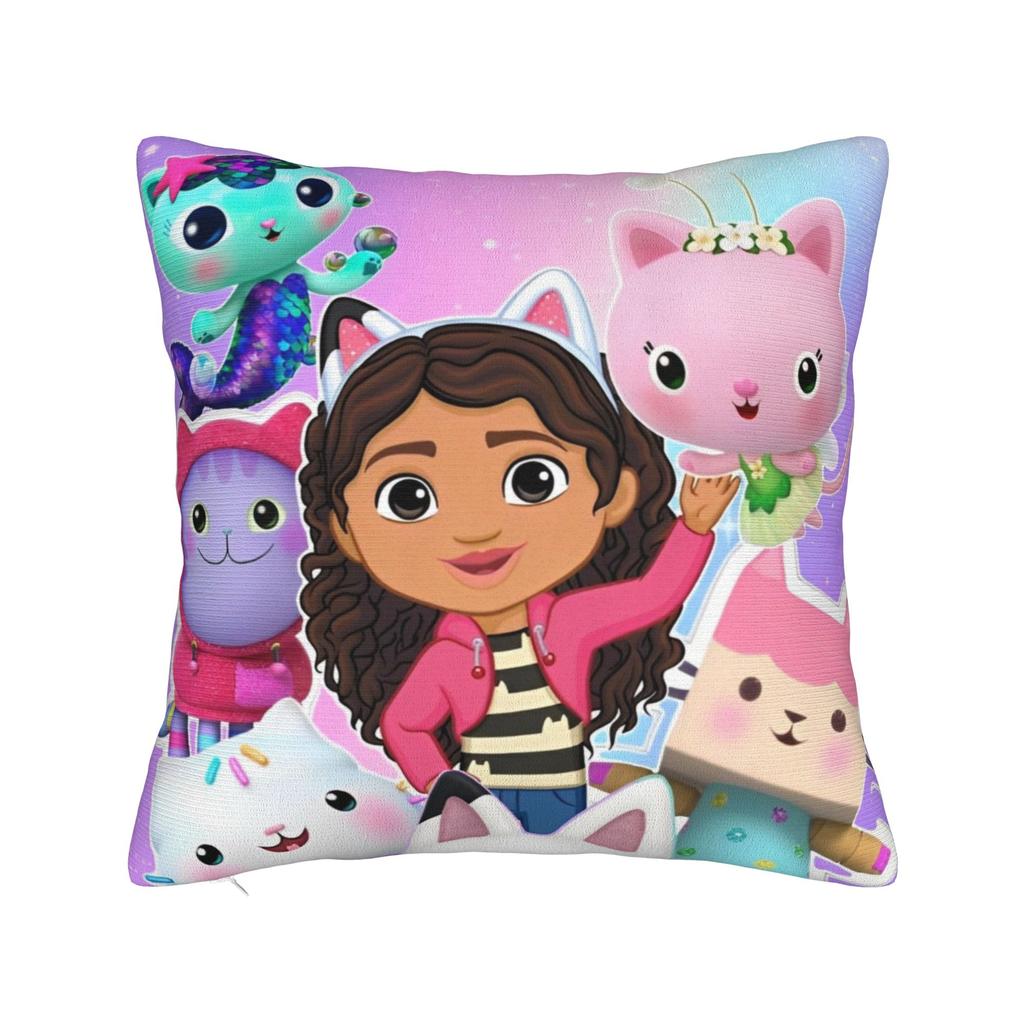 Gabby Dollhouse Cartoon Throw Pillow Cover Polyester Cushions for Sofa Funny Pillowcover Home Decor