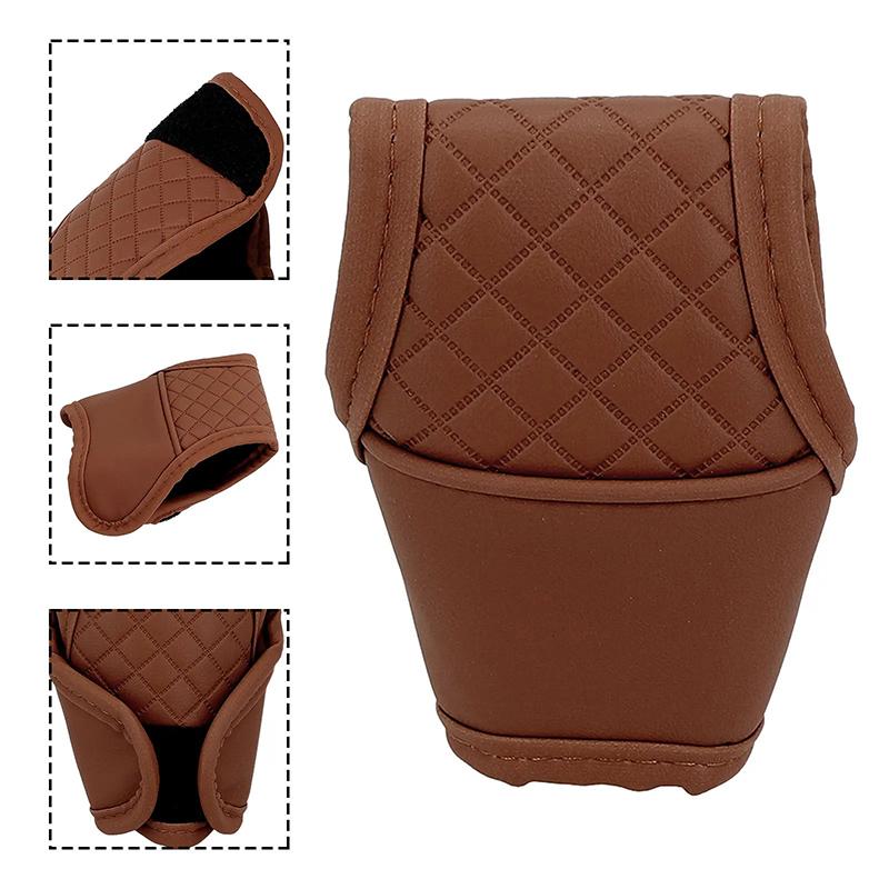 1pc Car Gear Shift Cover PU Leather Shift Lever Cover Gearbox Shifter Knob Protector Automobiles Interior Accessories