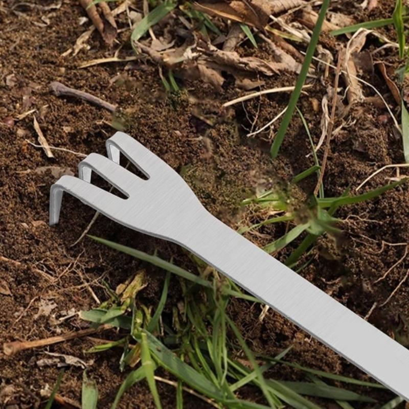Handheld Rustproof Rakes 3-Prong Stainless Steel Root Rakes Loosen Soil Tool Ergonomic Handle for Gardening Plant