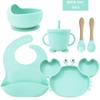 Silicone Dinner Plate Set Baby Children Learning To And Drink Feeding Tableware Baby 6pcs  Crab Compartment Food Bowl