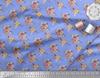 Soimoi Blue Japan Crepe Satin Fabric Leaves & Ranunculus Floral Print Fabric by Metre 42 Inch