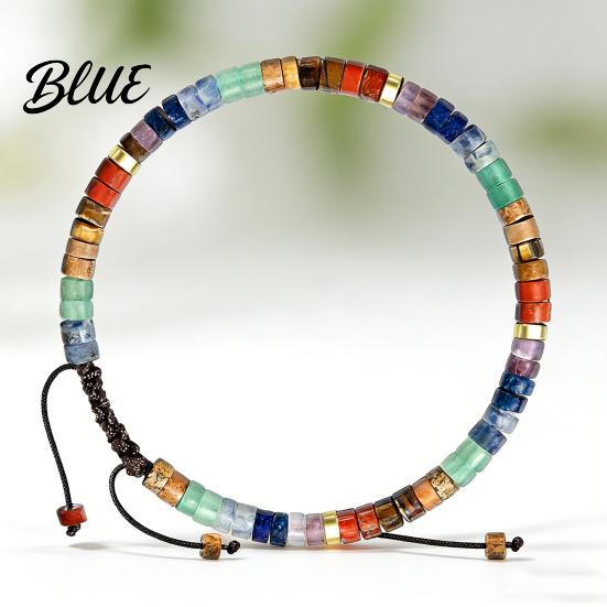 Natural Stone Bracelet Bead Retro Flat Adjustable Boho Flexible Size