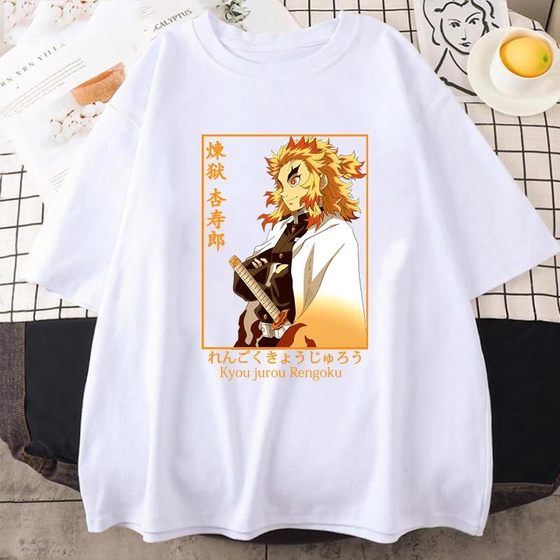 Demon Slayer T Shirt Men Kimetsu No Yaiba Rengoku Tshirt Anime Uzui Unisex Cartoon Tanjiro Inosuke Zenitsu Nezuko T-shirt Male