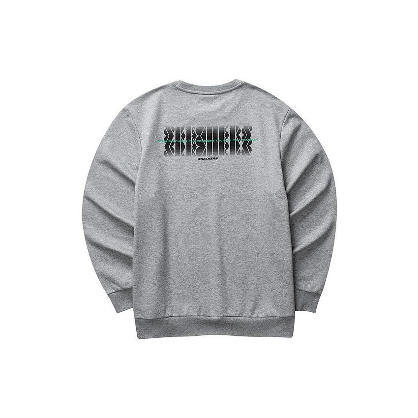 Skechers Colorful Casual Series Printed Letter Crew Neck Pullover Sweatshirt Men Sweatshirt Light-Gray L323M099-004F